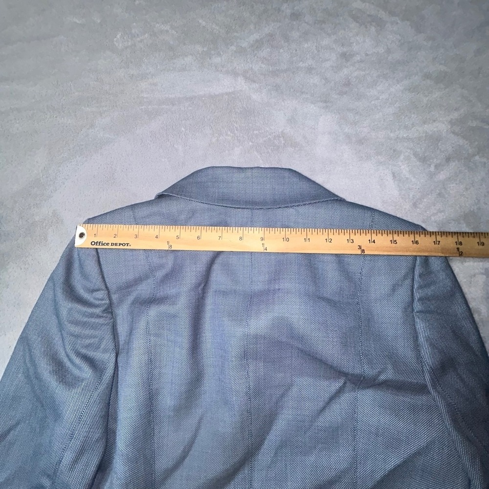 New Ellen Tracy Wool Blazer Womens 8 Blue Lapis NWT Tailored Jacket 20x23 $498 - Picture 13 of 16
